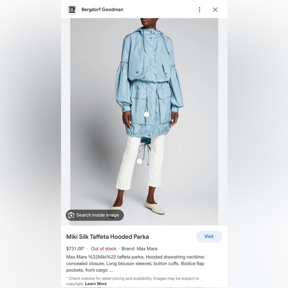 Sold!on Ebay Runway MaxMara Label-cut Miki Silk HoodedTaffeta Parka Jacket Sz:Xs - Picture 3 of 17